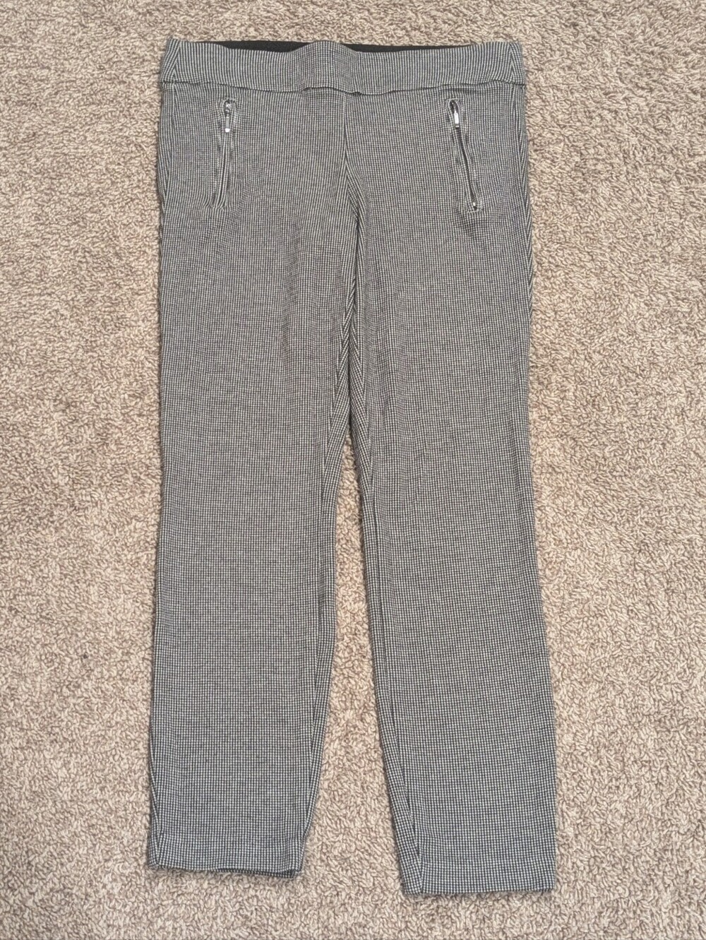 Massini Essentials Houndstooth Pixie Crop Dress Pants Elastic Waist Size Small